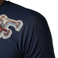 Navy Blue Cotton Graphic Crew Neck T-shirt