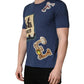 Navy Blue Cotton Graphic Crew Neck T-shirt