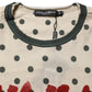 Beige Cotton Polka Dot Graphic Tee T-shirt