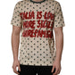 Beige Cotton Polka Dot Graphic Tee T-shirt