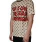 Beige Cotton Polka Dot Graphic Tee T-shirt
