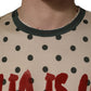 Beige Cotton Polka Dot Graphic Tee T-shirt