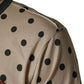 Beige Cotton Polka Dot Graphic Tee T-shirt