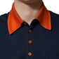 Navy Blue Cotton Logo Short Sleeves Men Polo T-shirt