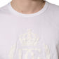 White Cotton DG Crown Embossed Men T-shirt