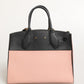 Pink and Black Leather City Steamer Leather Handbag