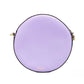 Versace Round Disco Lilac Pebbled Leather Camera Case Crossbody Bag Purse