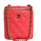 Red Caviar Quilted Small Vertical Coco Beauty Vanity Case with Chain