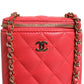 Red Caviar Quilted Small Vertical Coco Beauty Vanity Case with Chain
