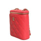 Red Caviar Quilted Small Vertical Coco Beauty Vanity Case with Chain