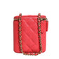 Red Caviar Quilted Small Vertical Coco Beauty Vanity Case with Chain