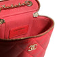 Red Caviar Quilted Small Vertical Coco Beauty Vanity Case with Chain