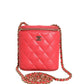Red Caviar Quilted Small Vertical Coco Beauty Vanity Case with Chain