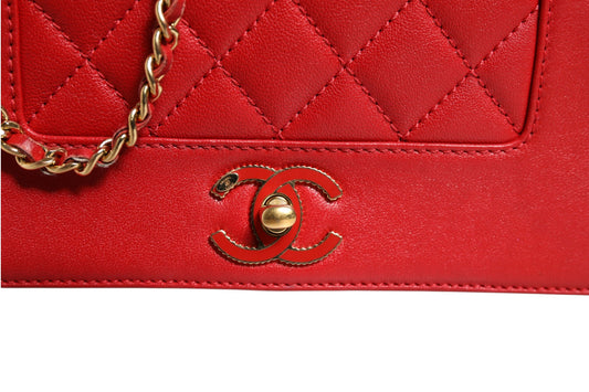 Burgundy Sheepskin Quilted Leather Mademoiselle Flap Bag