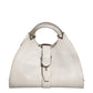 White Leather Stirrup Top Handle Bag