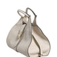 White Leather Stirrup Top Handle Bag