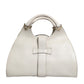 White Leather Stirrup Top Handle Bag