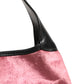 Jackie Pink Velvet And Black Leather Shoulder Bag