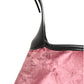 Jackie Pink Velvet And Black Leather Shoulder Bag