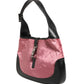 Jackie Pink Velvet And Black Leather Shoulder Bag