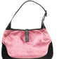 Jackie Pink Velvet And Black Leather Shoulder Bag