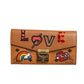 Cognac Brown Coated Canvas Visetos Patricia Love Patch Wallet-on-chain