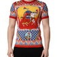 Multicolor Carretto Print Crew Neck T-shirt