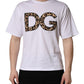 White Leopard Print DG Logo MenCotton T-shirt