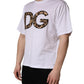 White Leopard Print DG Logo MenCotton T-shirt