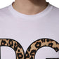 White Leopard Print DG Logo MenCotton T-shirt