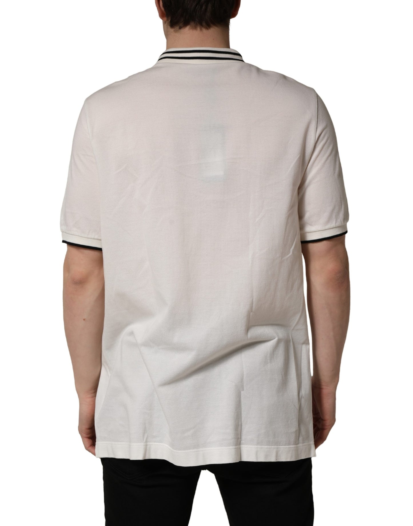 White Logo Plaque Short Sleeve Polo T-shirt