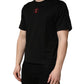 Black Cotton Jersey Logo Patch Crew Neck T-shirt