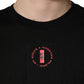Black Cotton Jersey Logo Patch Crew Neck T-shirt