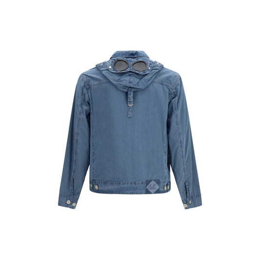 Blue Cotton Full-Length Jacket