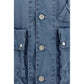 Blue Cotton Full-Length Jacket