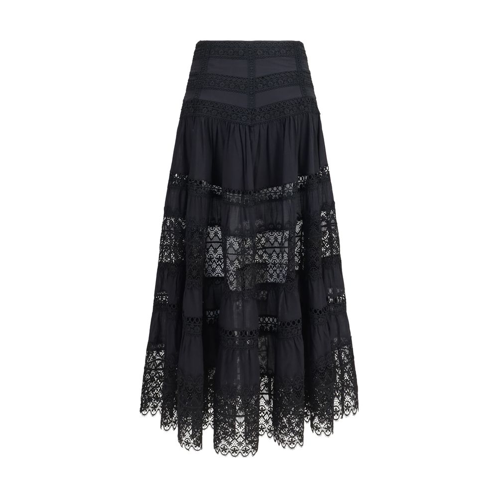 Black Cotton Long Skirt