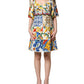 Multicolor Majolica Print Cotton Mini Dress