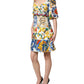 Multicolor Majolica Print Cotton Mini Dress