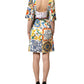 Multicolor Majolica Print Cotton Mini Dress