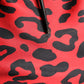 Red Leopard Print Silk Side Slit Maxi Dress