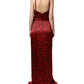 Red Leopard Print Silk Side Slit Maxi Dress