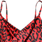 Red Leopard Print Silk Side Slit Maxi Dress