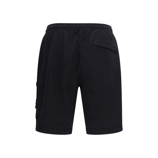 Black Cotton Bermuda Shorts