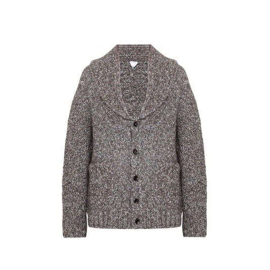 Gray Alpaca Leather Cardigan