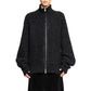 Black Alpaca Leather Cardigan