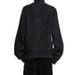 Black Alpaca Leather Cardigan
