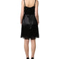 Black Silk Satin Lace Sleeveless Mini Dress