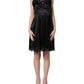 Black Silk Satin Lace Sleeveless Mini Dress