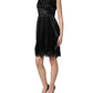 Black Silk Satin Lace Sleeveless Mini Dress