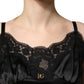 Black Silk Satin Lace Sleeveless Mini Dress